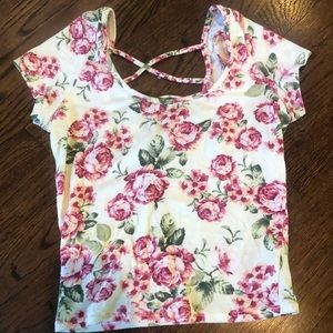 Floral crop top with cross halter back